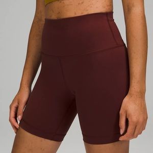 Lululemon Wunder Train High-Rise Short 6" in Red Merlot